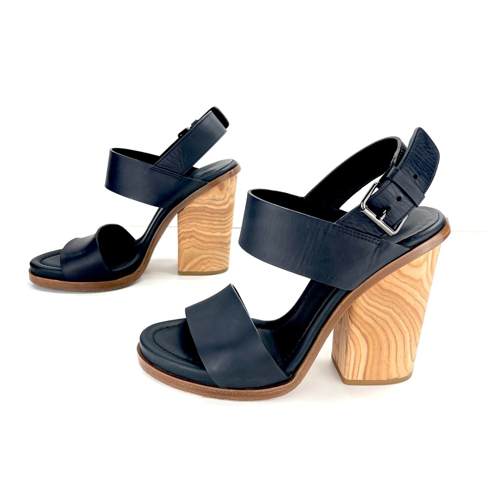 Vince Black Sandals with Wooden Heel